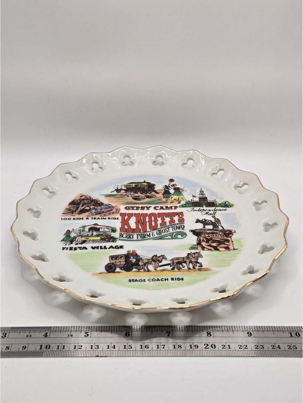Knotts, Berry Farm, and Ghost Town Souvenir Plate 8” Vintage
